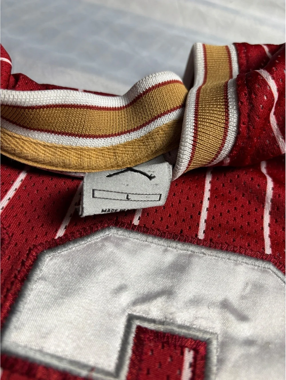 Jordan Red Pinstripe Basketball Jersey with Number 23